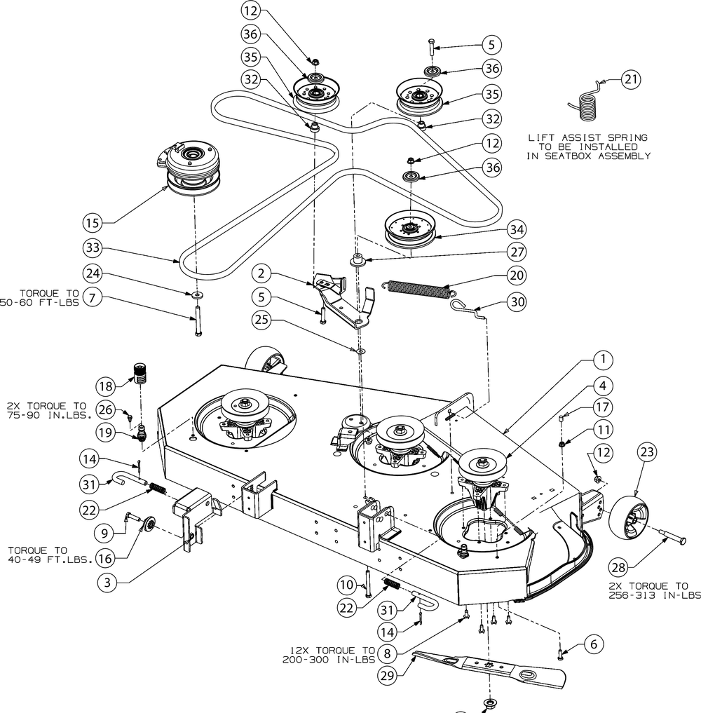 Deck Diagram and Parts List for RZT-S54KH (17ARCBDA056)(2016) Cub Cadet Lawn Tractor